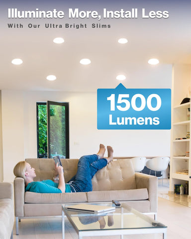 Sunco Lighting 6-inch LED downlight installed in ceiling for a clean recessed look.