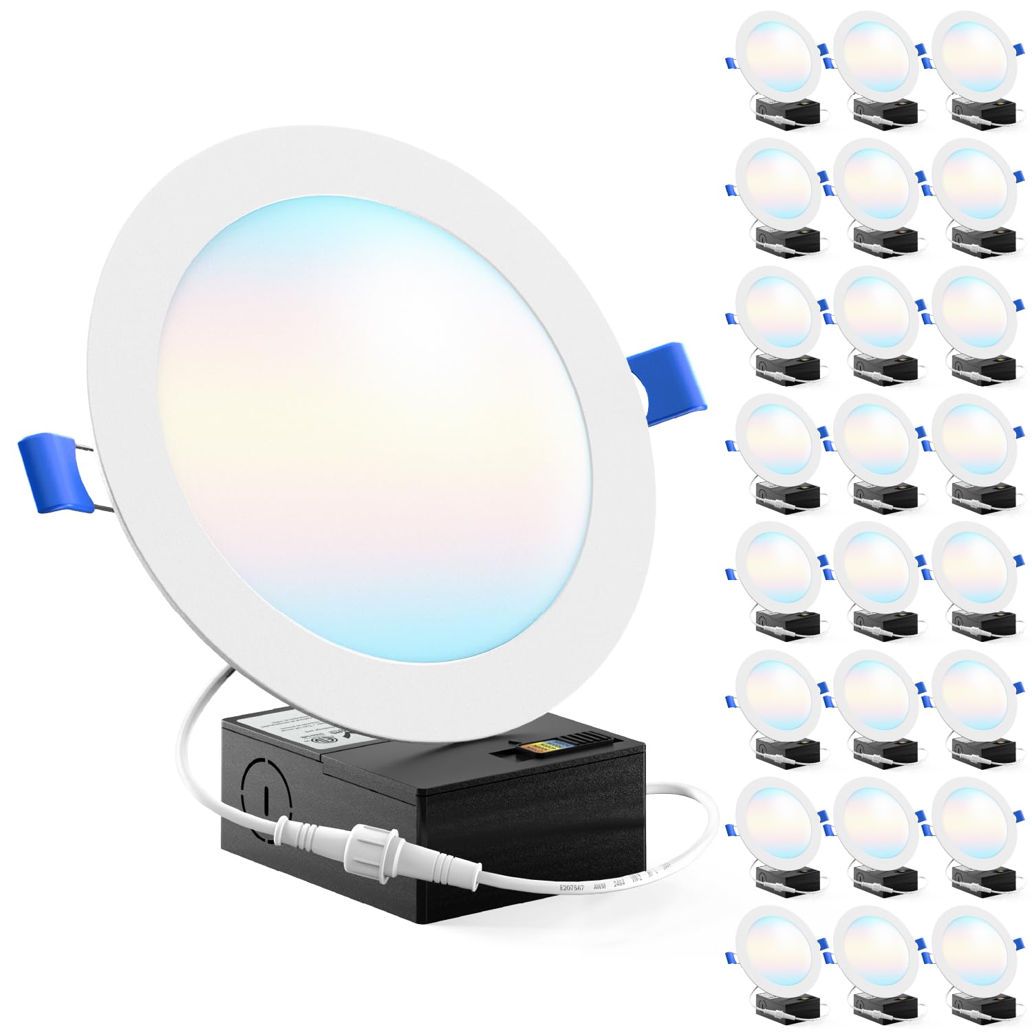 Sunco Lighting 6-inch ultra-thin LED downlight, bright 1500 lumens for living spaces.