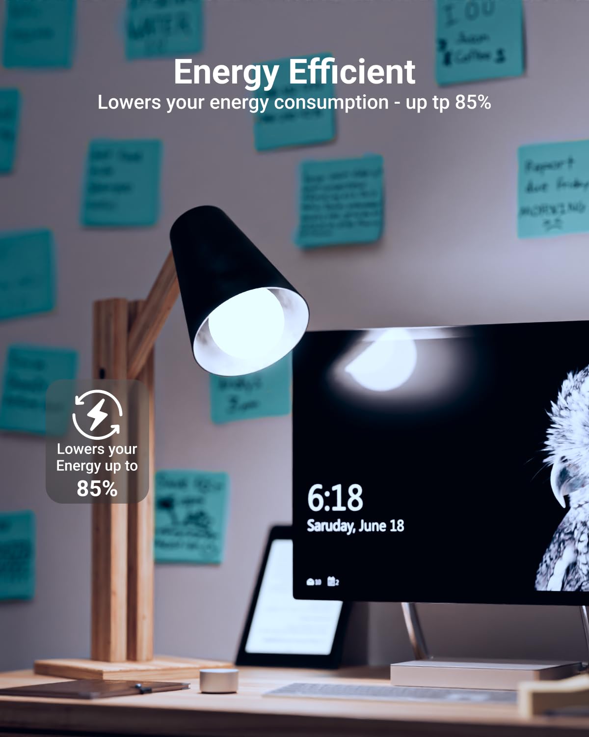 Sunco Lighting A15 LED bedroom light with steady, flicker-free glow.