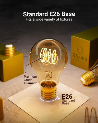 Sunco Lighting dimmable Edison bulb with 2200K amber light for bedrooms