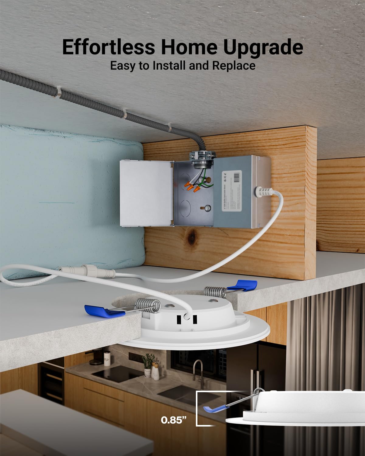 Sunco Lighting dimmable 4-inch downlight for adjustable brightness and mood.