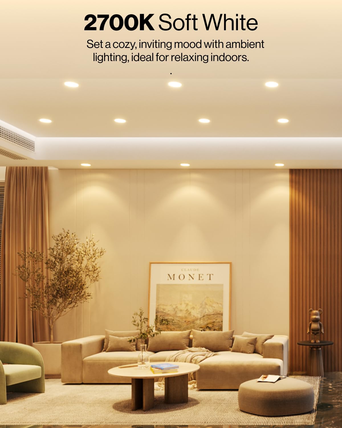 Sunco Lighting dimmable downlight enables adjustable mood lighting.