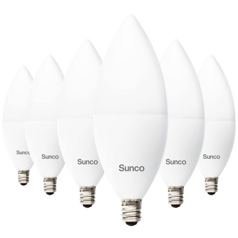 Sunco Lighting dusk-to-dawn B11 bulb for exterior sconces with automatic dusk sensing.