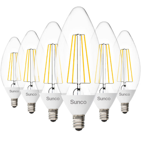 Sunco Lighting Dusk-to-Dawn B11 bulb on porch for safe evening lighting