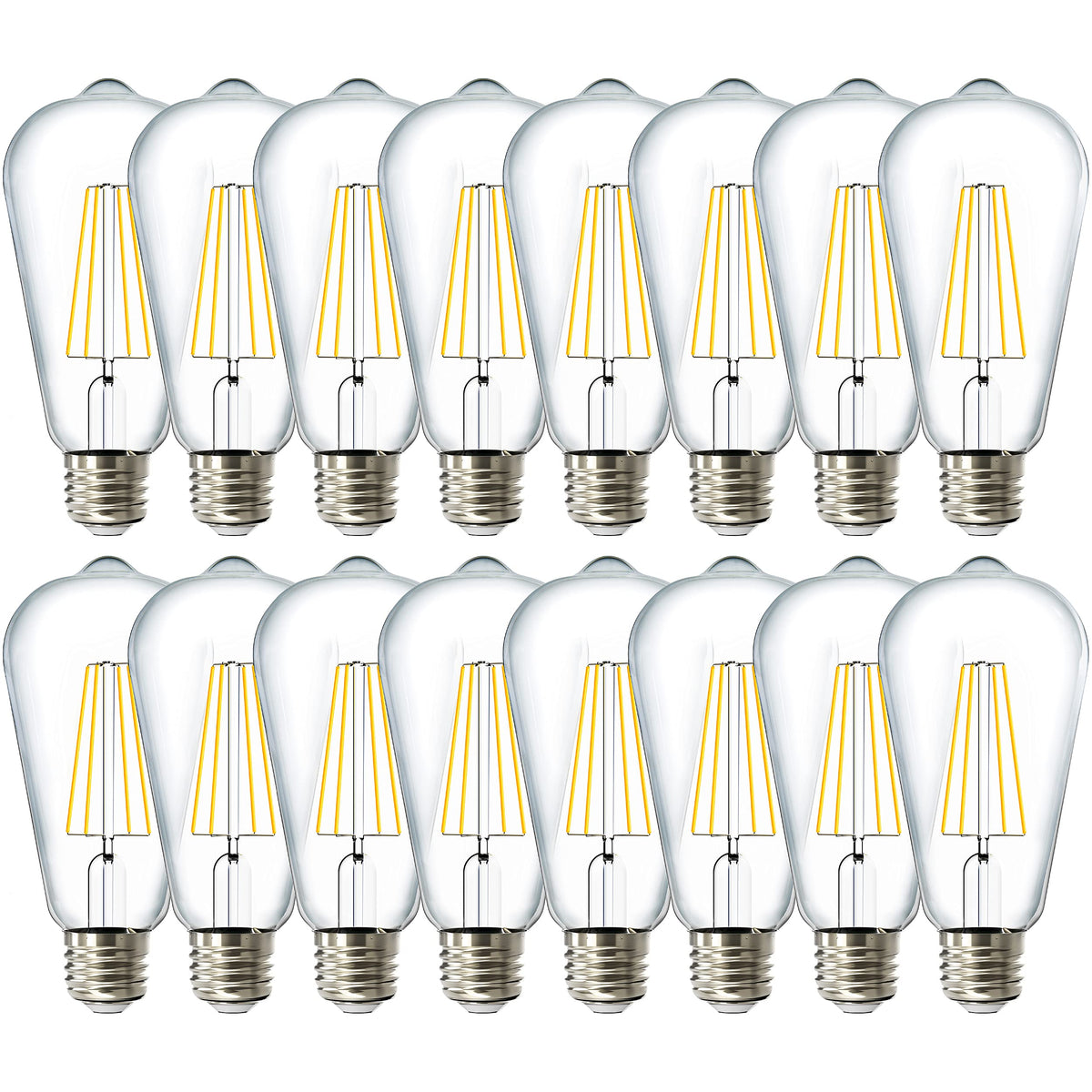 Sunco Lighting ST64 Edison bulb front view shows clear filament glow for vintage ambience