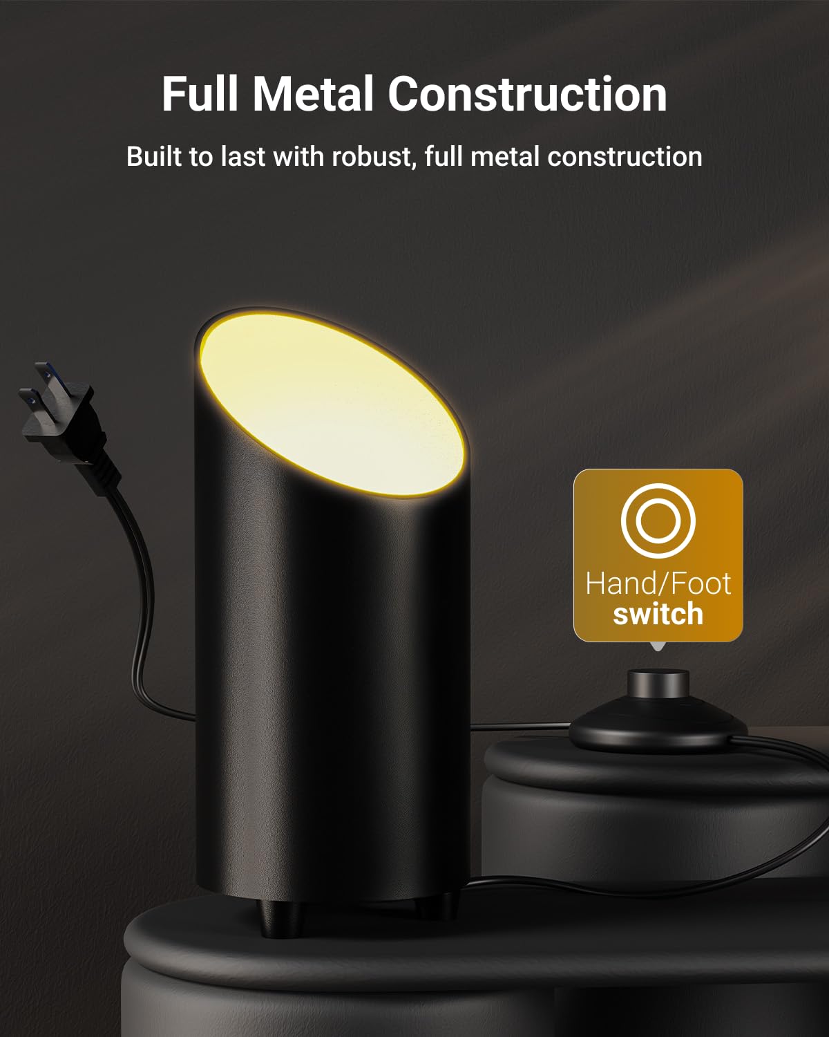 Sunco Lighting foot-switch enabled uplight offers convenient on/off without bending.