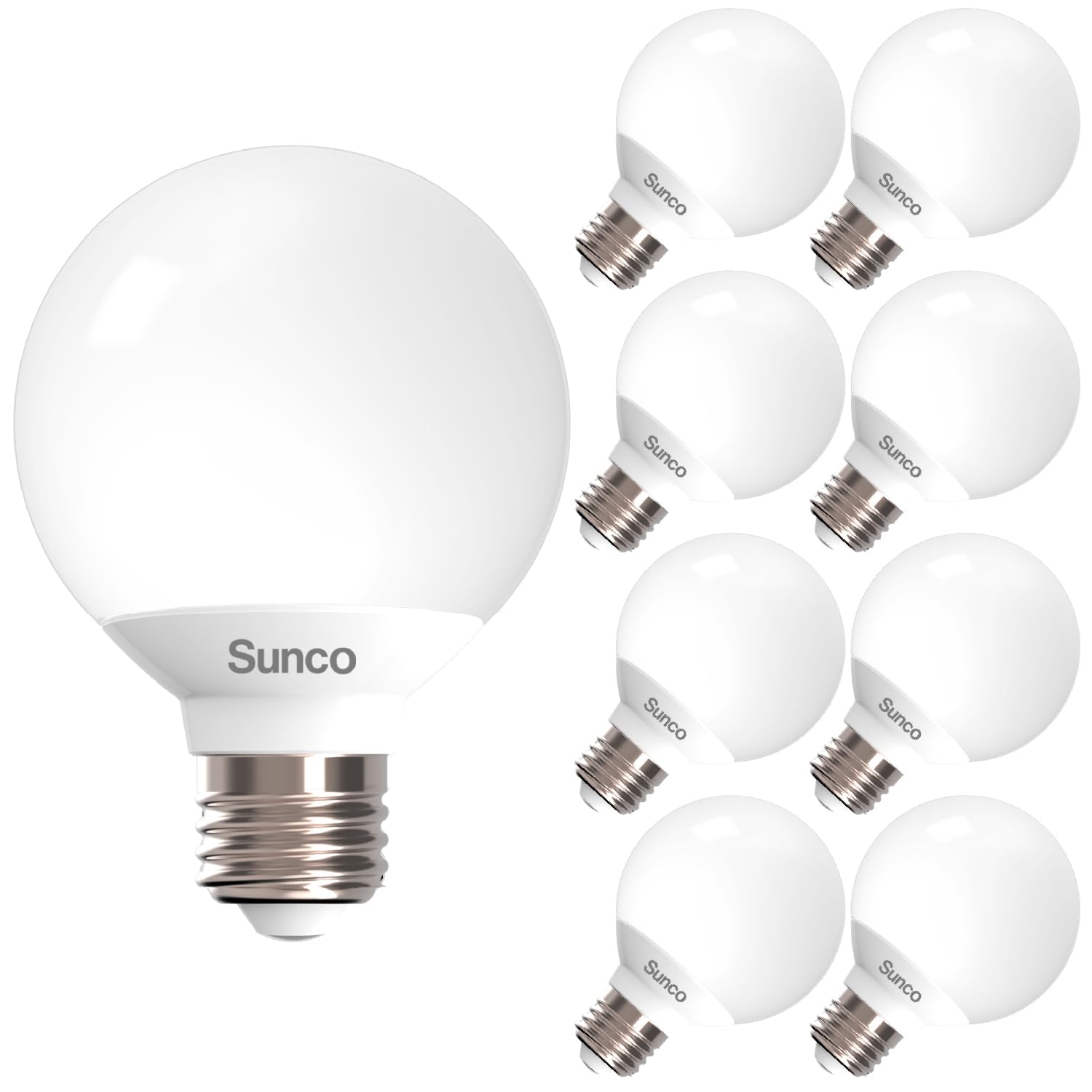 Sunco Lighting G25 globe bulb closeup with warm glow for true color rendering