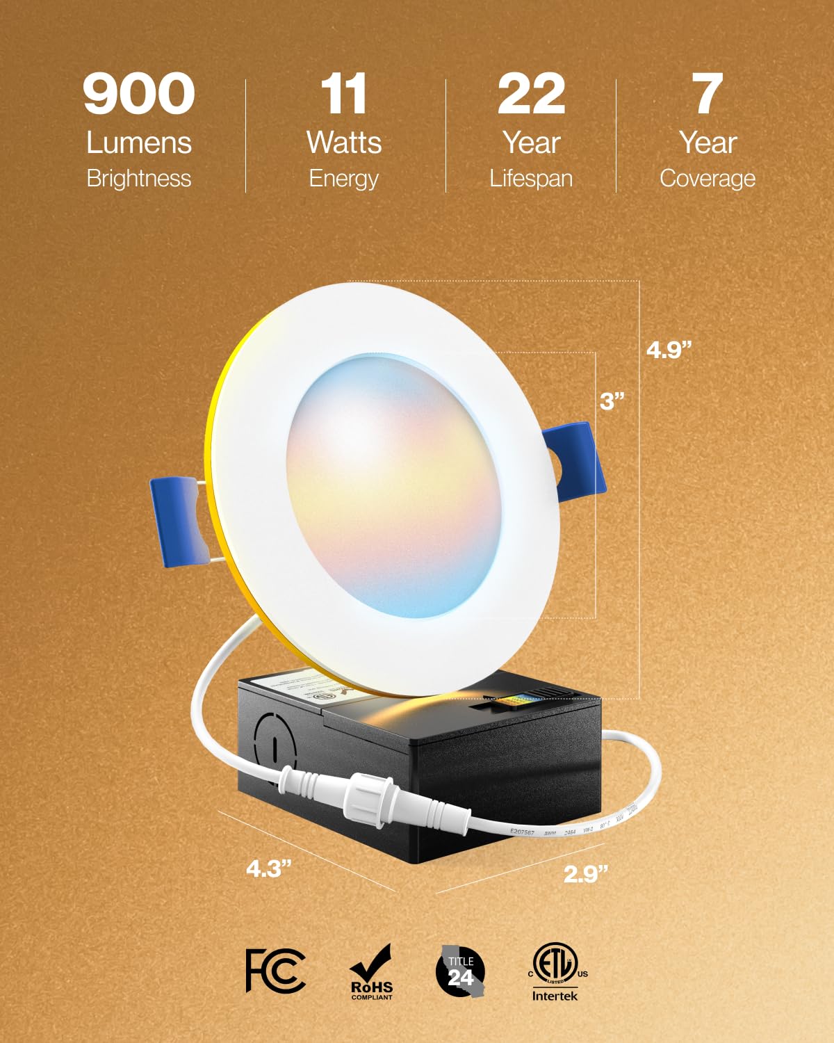 Sunco Lighting IC-rated LED with thermal protection for safer, cooler operation.