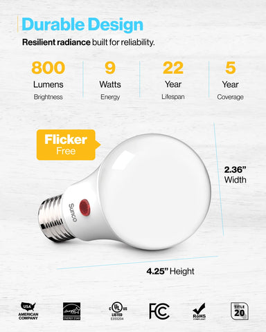 Sunco Lighting IP65 exterior lighting bulb built for weather resistance.