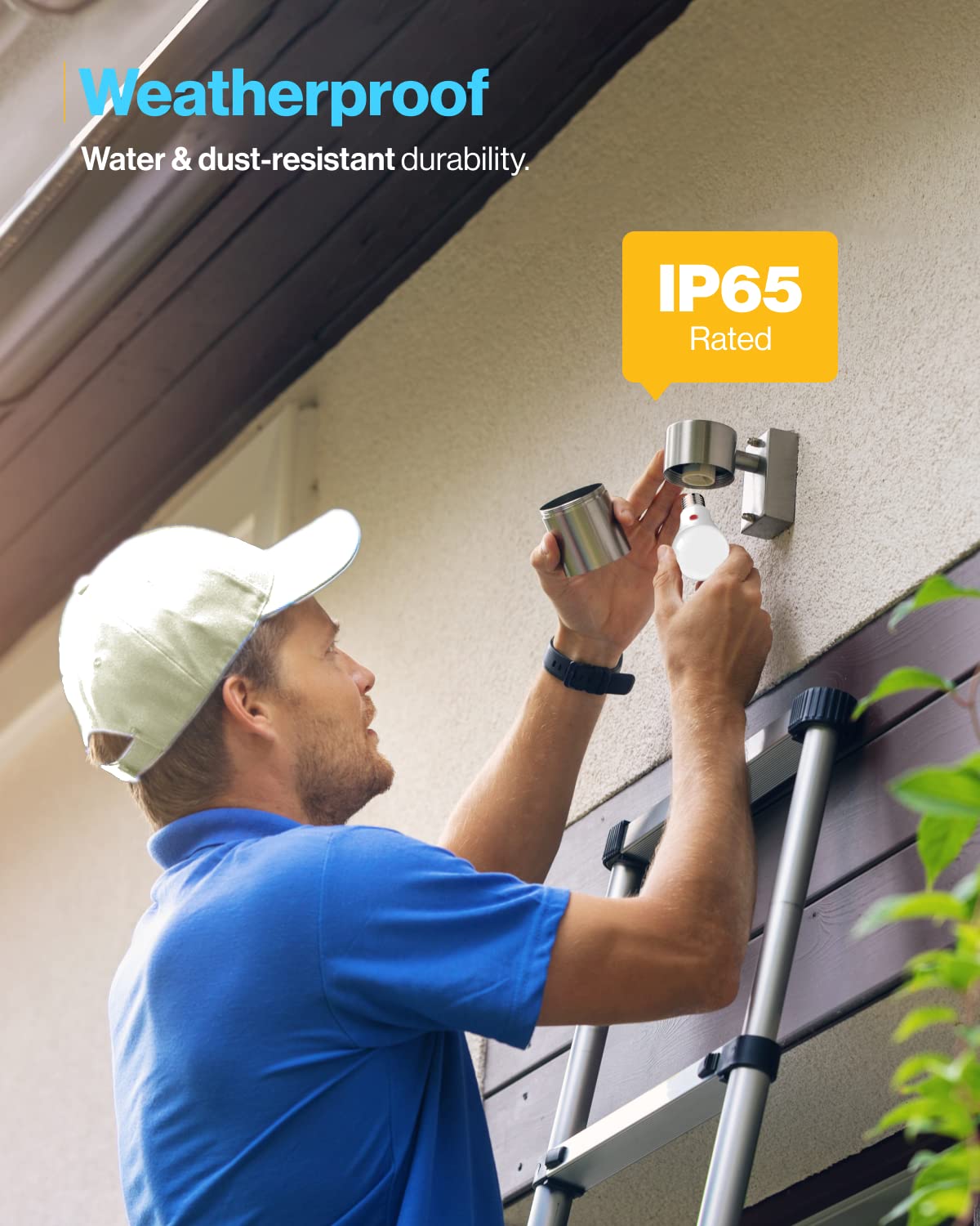 Sunco IP65 outdoor bulb installed for weather-ready performance