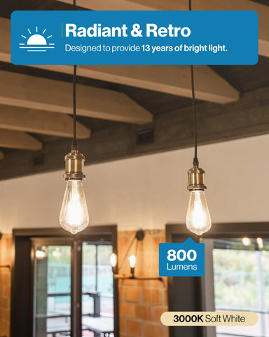 Sunco Lighting LED Edison bulb offers dimmable control for mood lighting and versatility.