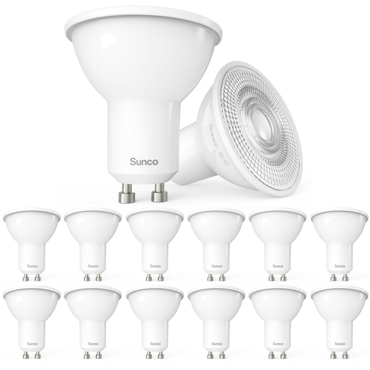 Sunco MR16 LED bulb with GU10 base provides dimmable warm ambience for living spaces.