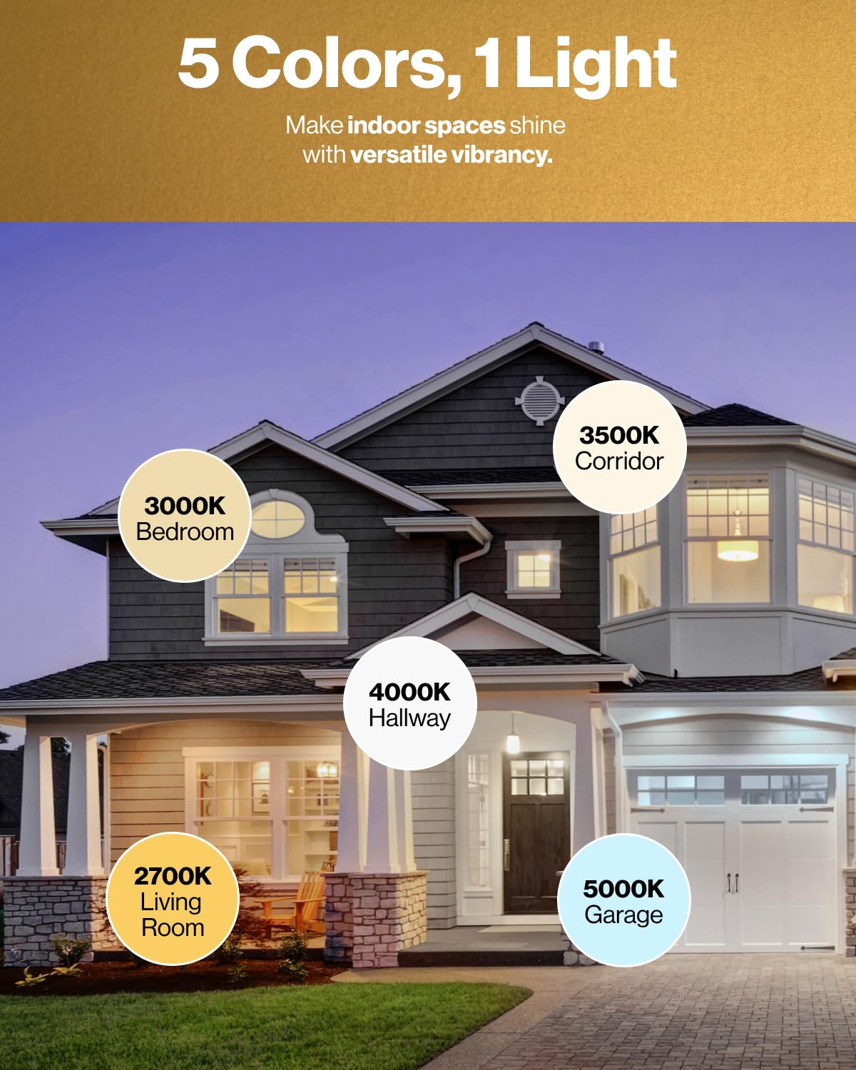 Sunco Lighting night light feature at 2000K adds gentle glow for nighttime navigation.