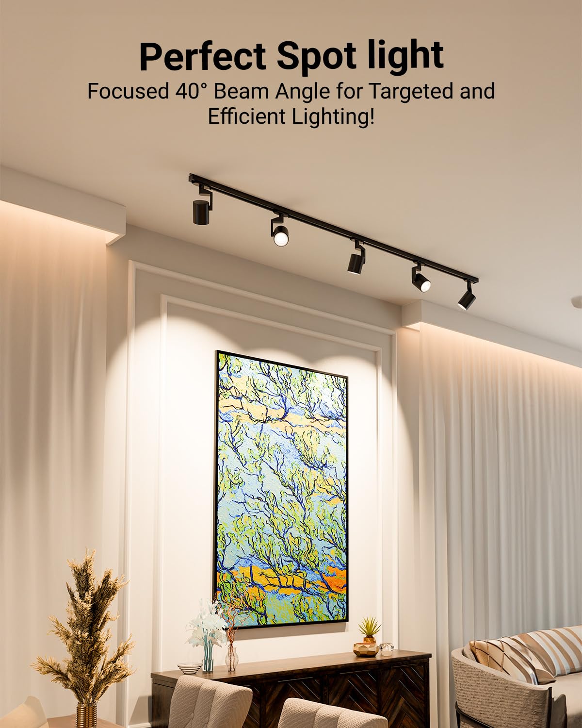 Sunco Lighting no UV emission protects artwork and keeps colors vibrant.