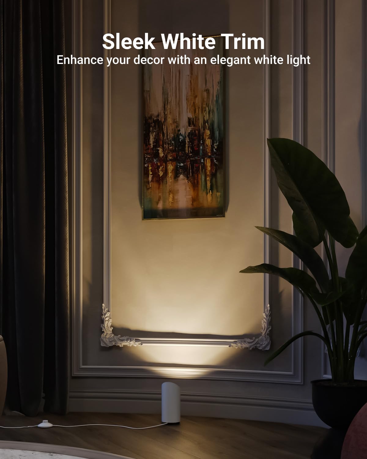 Sunco Lighting plant spotlight using uplight to accent foliage indoors