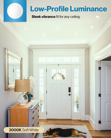Sunco Lighting slim LED downlight trim closeup highlighting compact canless design.
