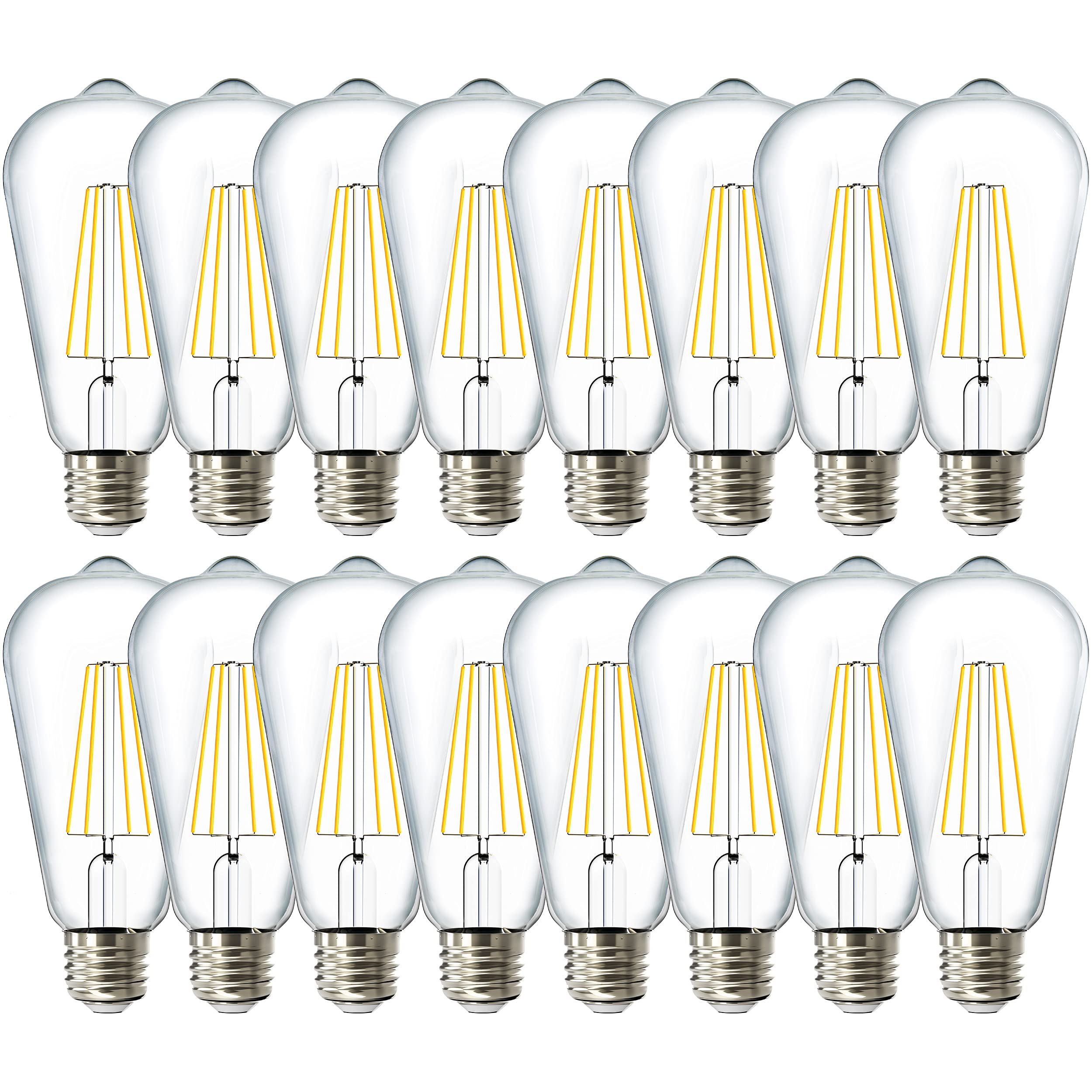 Sunco Lighting ST64 LED bulb with clear filament for vintage décor and warm ambience.