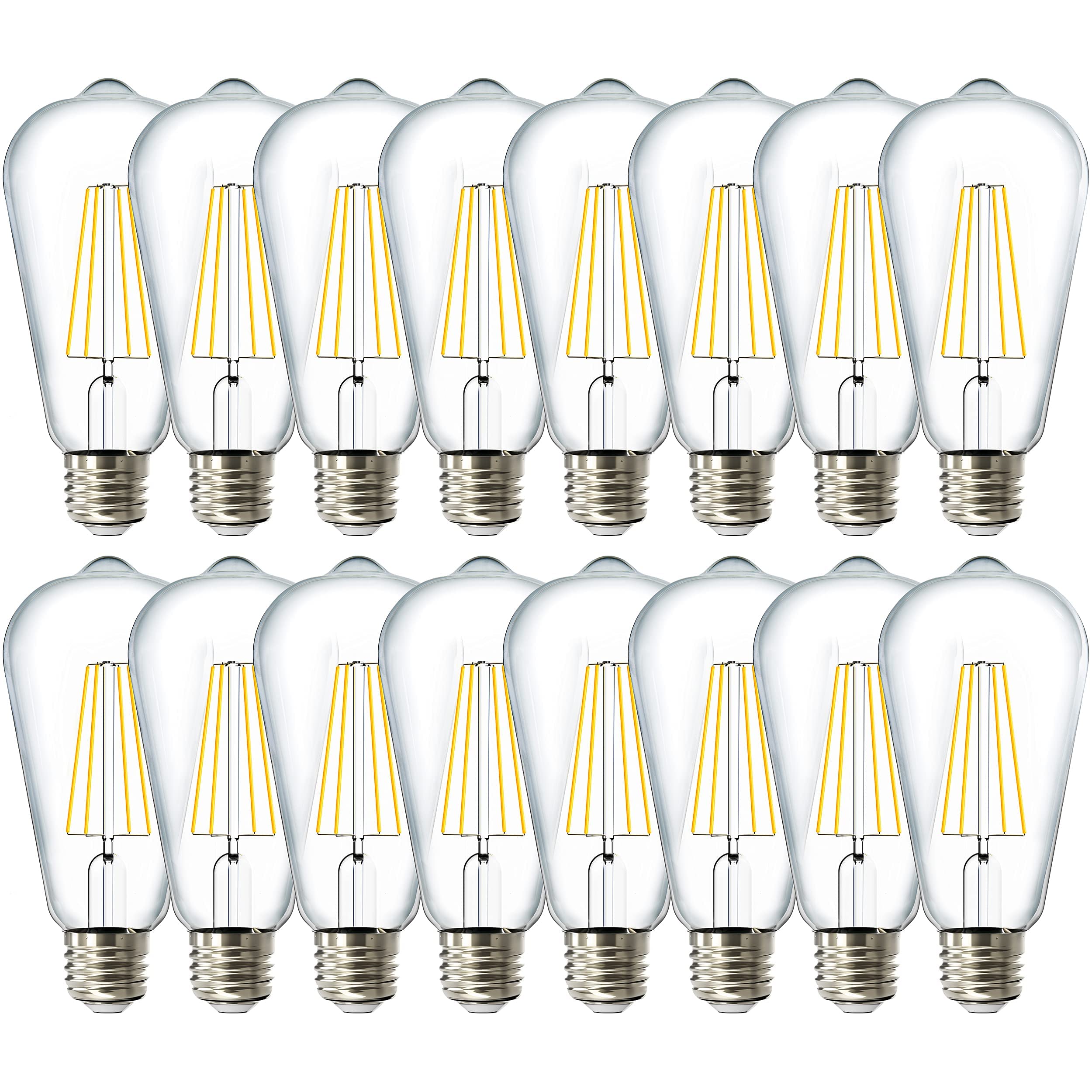 Sunco Lighting ST64 vintage LED bulb with clear glass for warm, inviting illumination.