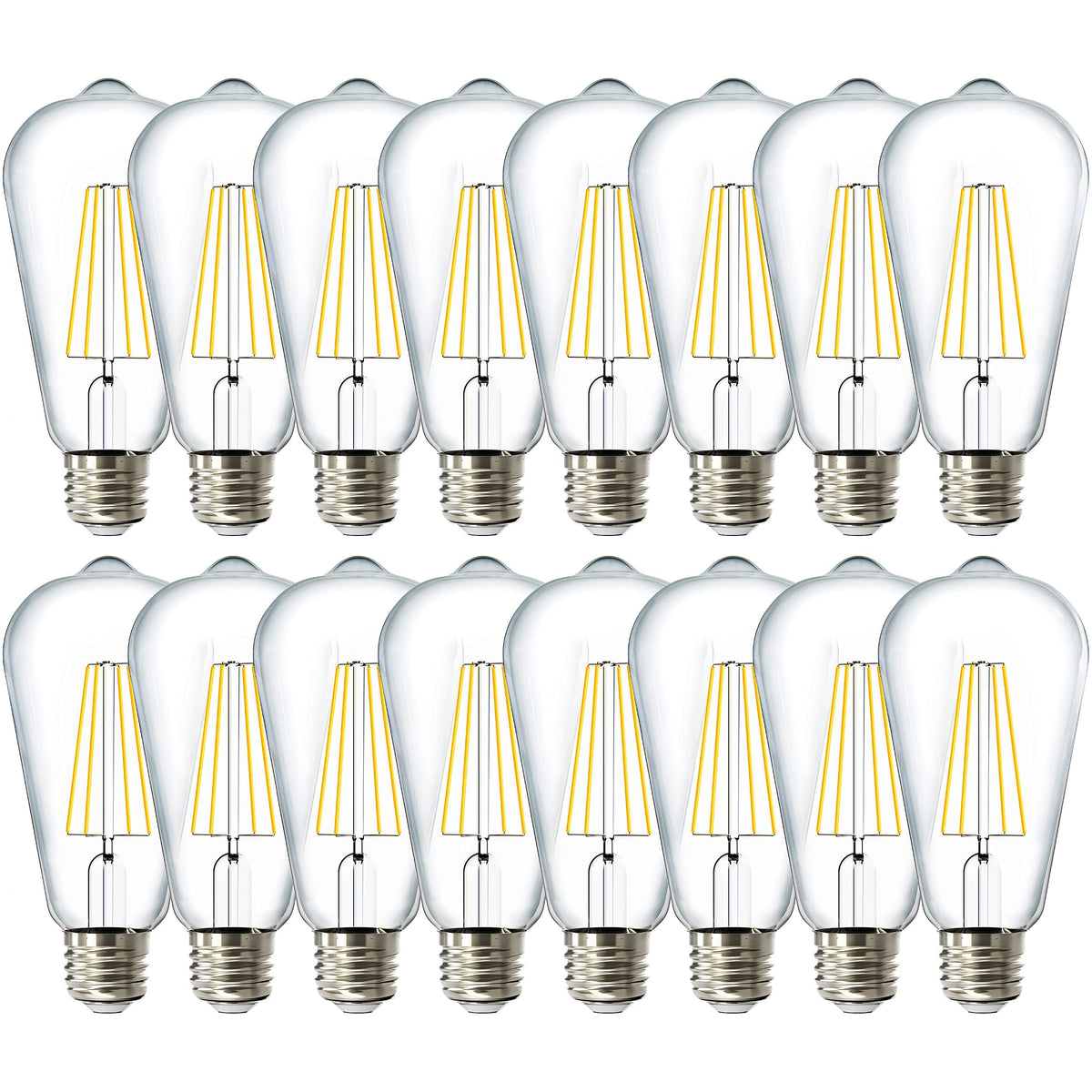 Sunco Lighting ST64 vintage LED bulb with clear glass for warm, inviting illumination.