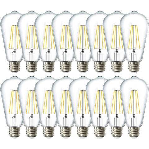 Sunco Lighting ST64 vintage LED bulb with clear glass for warm, inviting illumination.