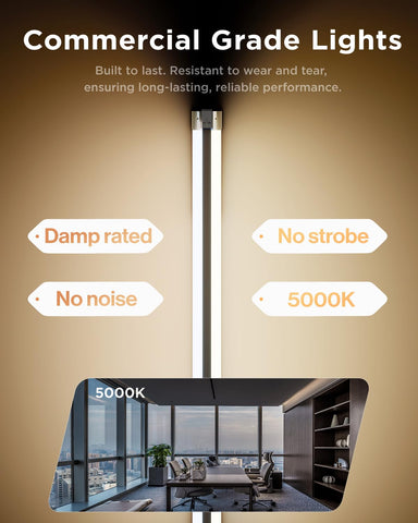 Sunco Lighting fixture offers surface mount and suspension options for versatile placement.