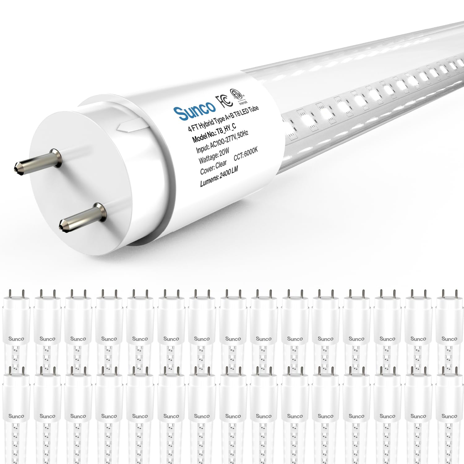 Sunco Lighting T8 LED bulb 4ft with bright daylight glow for energy-efficient garages.