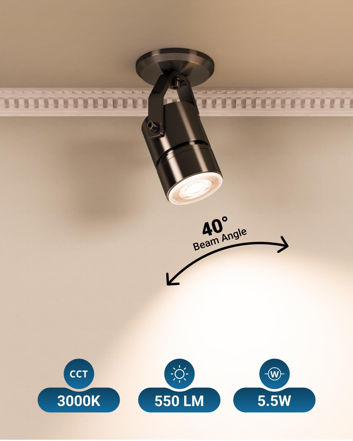 Sunco Lighting track lighting setup shines with dimmable MR16 LEDs.