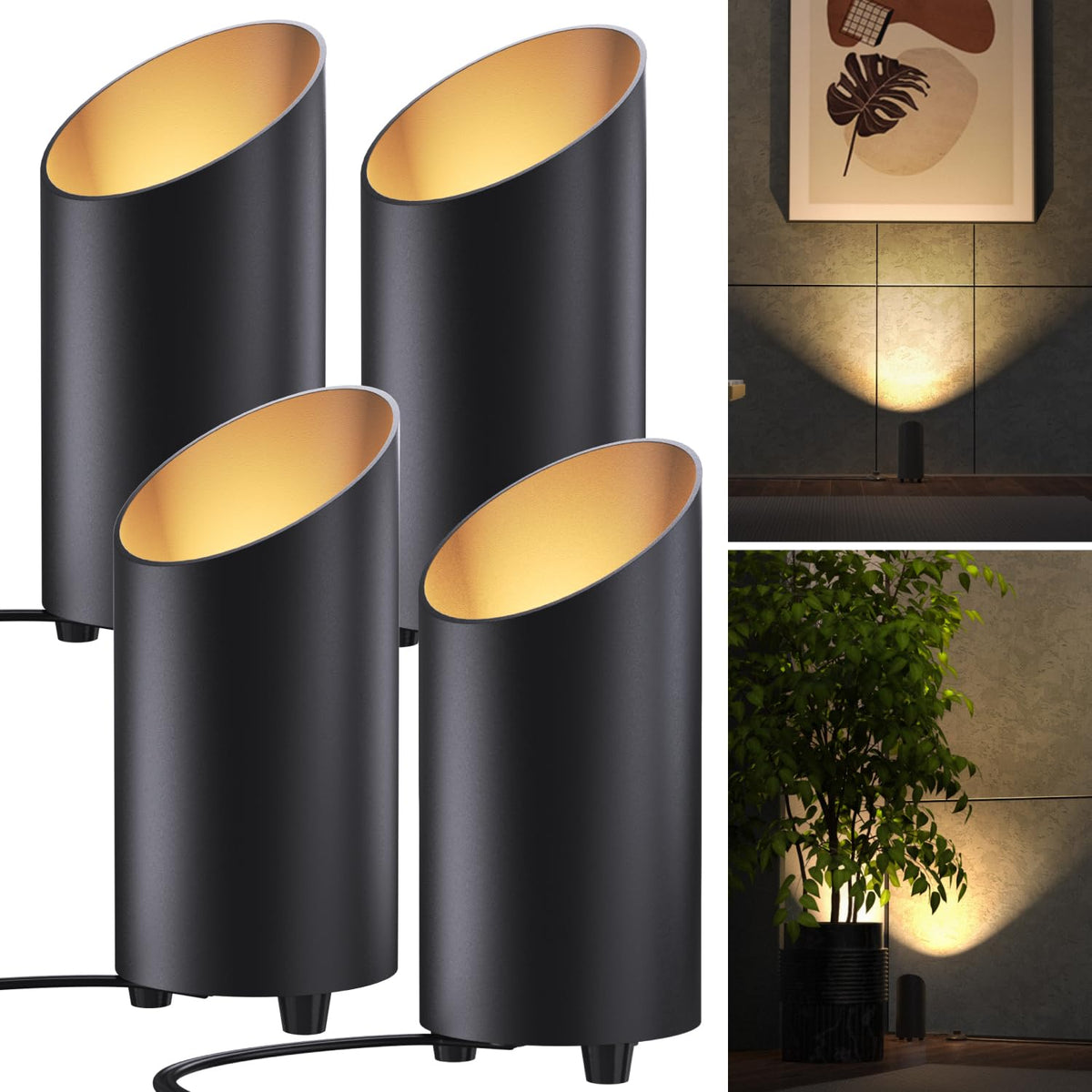 Sunco Lighting uplight floor can in black, four-pack, ideal for cozy room accents.
