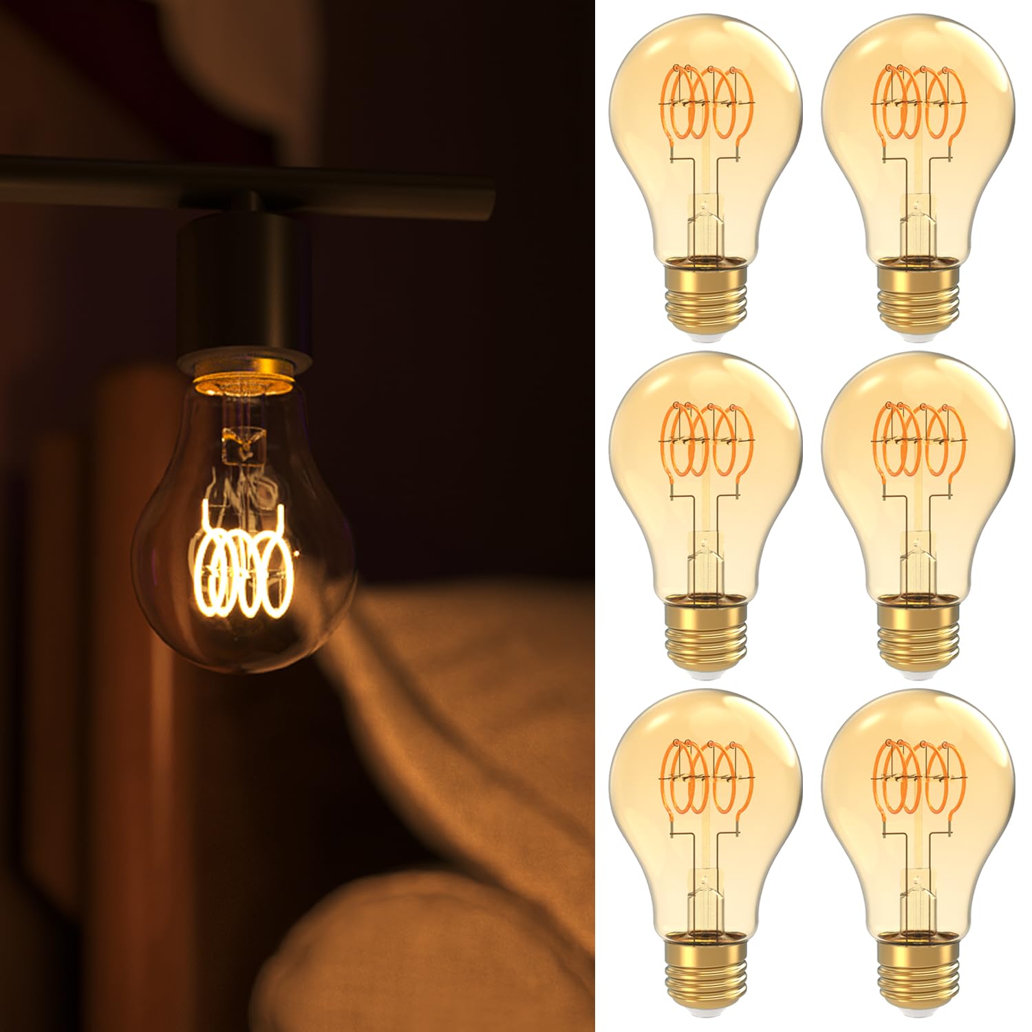 Sunco Lighting vintage Edison bulb in warm amber glow for cozy spaces