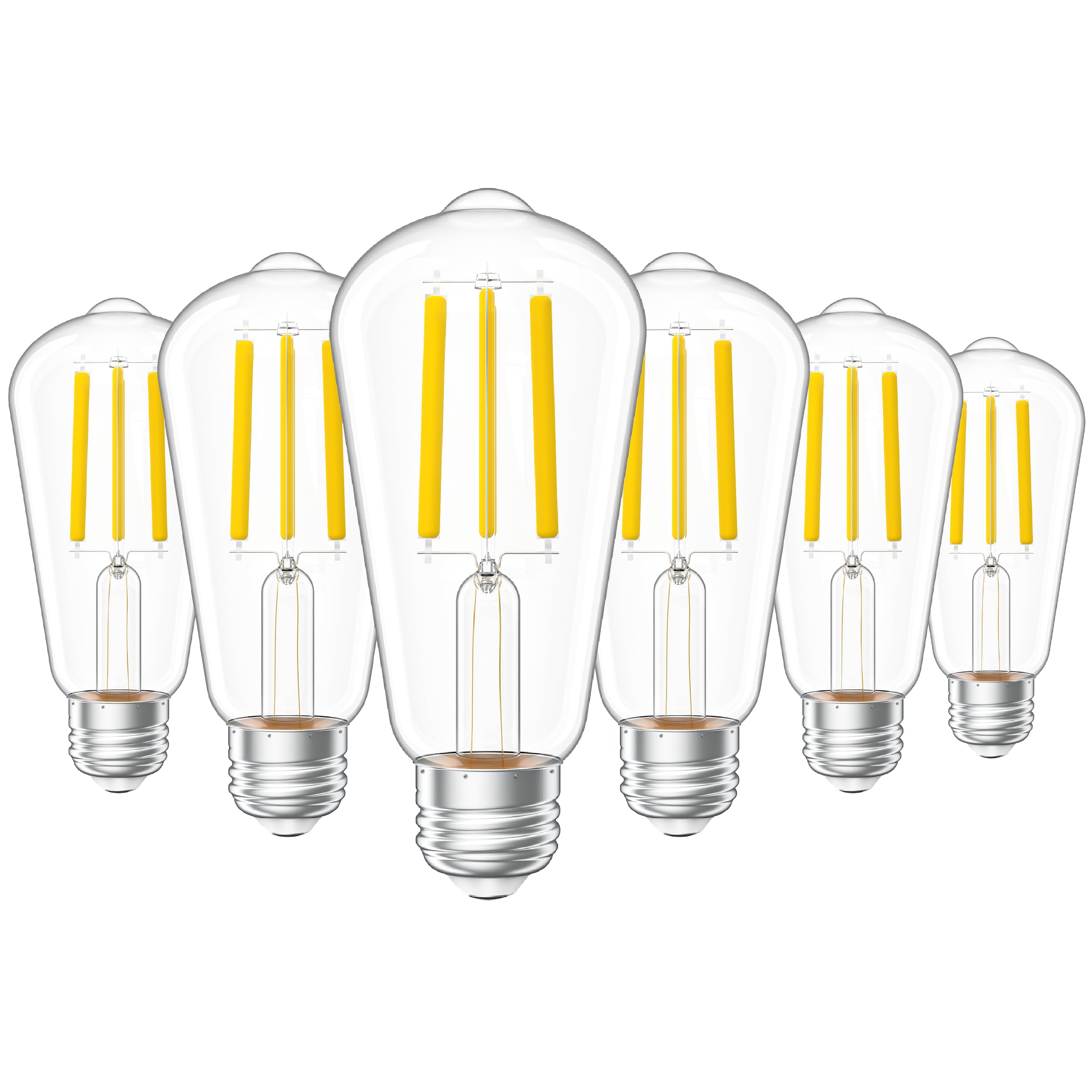 Sunco Lighting vintage LED Edison bulb close-up with clear glass and warm glow.