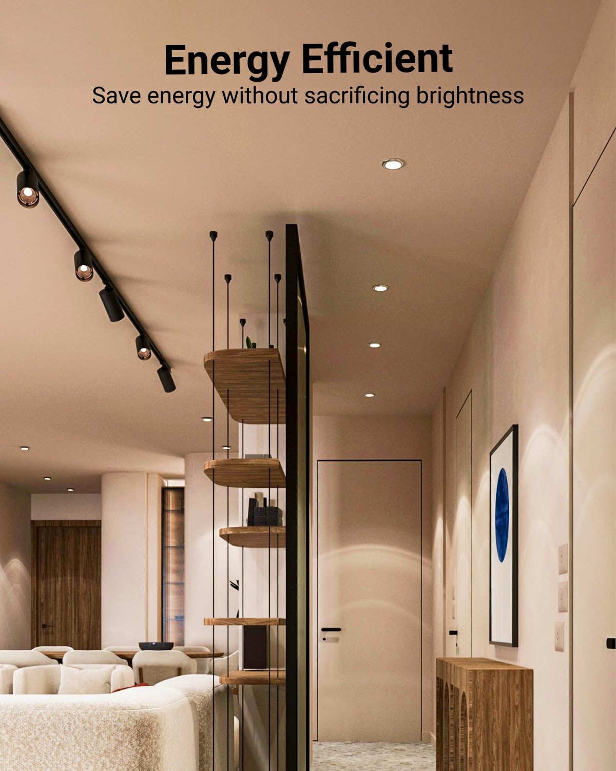Sunco Lighting warm white 3000K glow enhances cozy kitchens and bedrooms.