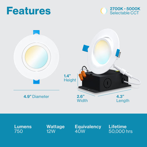 Sunco Lighting canless 4-inch eyeball gimbal tilt enables flexible sculpture lighting.