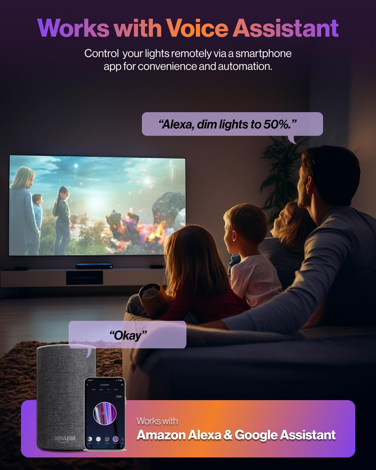 Sunco Night Light mode offers soft ambient color and glow.