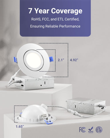 Sunco pack of four LED downlights for complete room coverage.