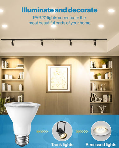 Sunco Lighting PAR20 LED bulbs track lighting ideal for accent spaces