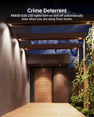 Sunco PAR30 Dusk to Dawn 3000K soft white creates warm outdoor ambiance.