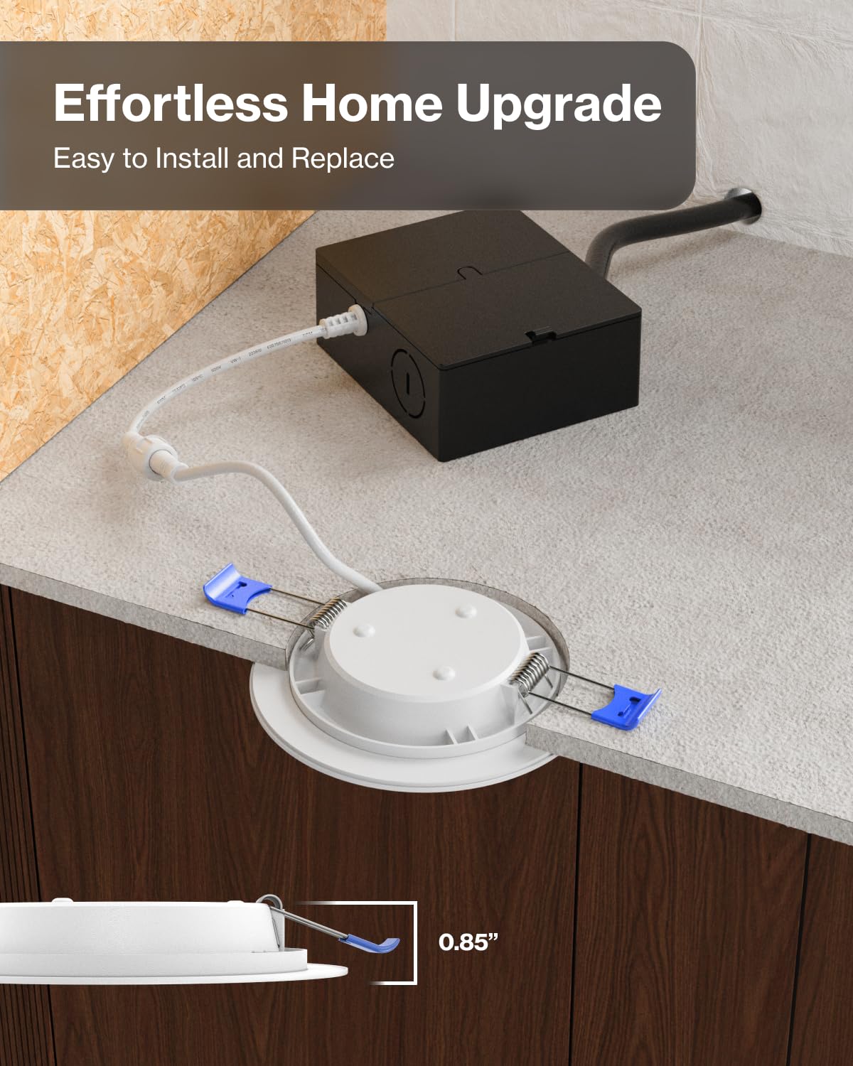 Sunco slim downlight with spring brackets enables quick installation