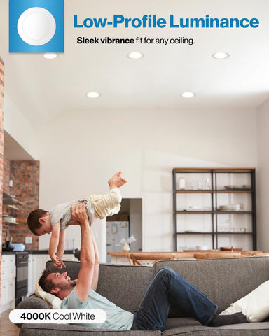 Sunco slim wafer-thin recessed light with smooth trim in ceiling