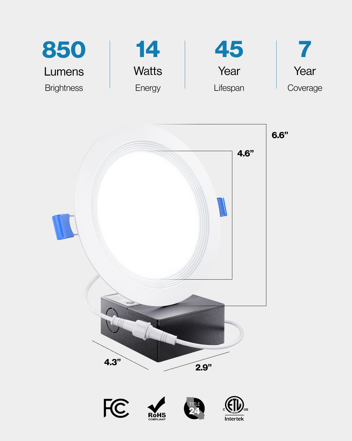 Sunco smooth-trim wafer-thin design for clean ceilings.