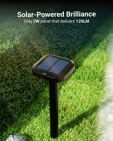 Sunco square solar pathway light side view highlighting the patio edge with even brightness