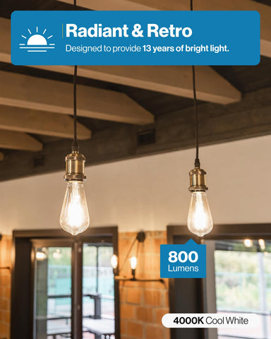 Sunco ST64 dimmable filament bulb creates customizable ambiance for dining and bars.