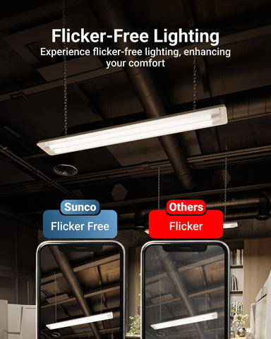 Sunco 4ft LED tube with selectable CCT 3000K-6000K in use