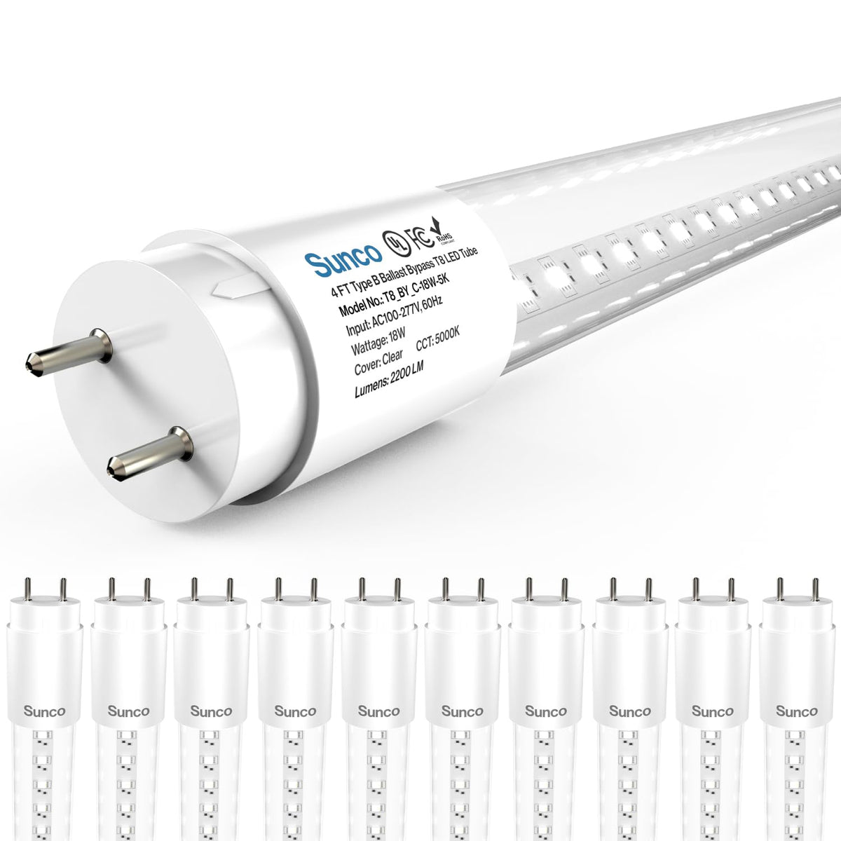 Sunco Lighting T8 LED bulb 4ft ballast bypass for easy retrofit and energy savings