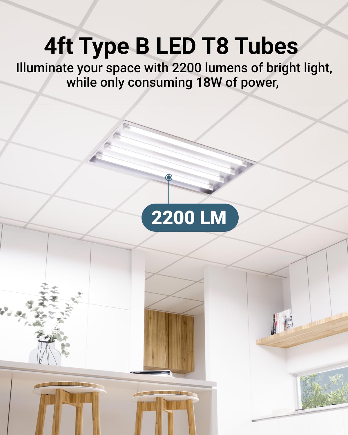Sunco T8 LED bulbs frosted lens closeup for even diffusion