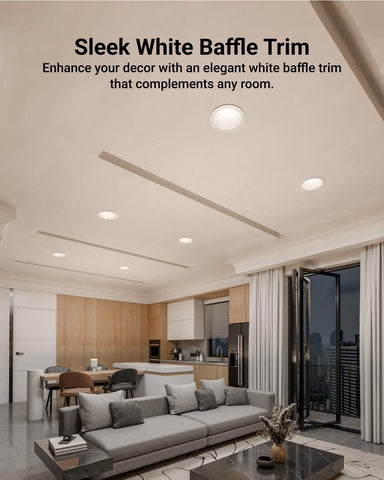 Sunco trim hides gaps for a clean, polished ceiling finish