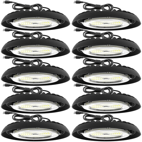 Sunco UFO high bay 200W hooked mount demonstrates flexible installation in a workshop