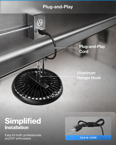 Sunco UFO high bay 200W with NPT pole mount for tall spaces