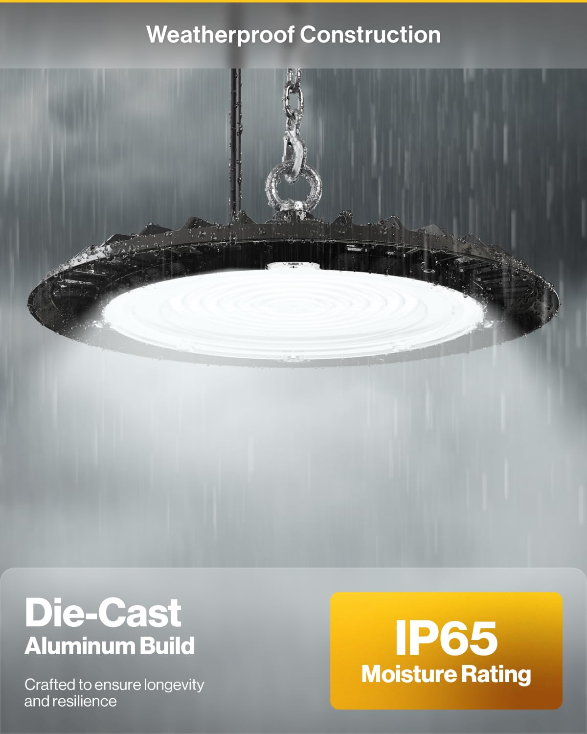 Sunco UFO LED High Bay IP65 rating emphasizes weatherproof reliability