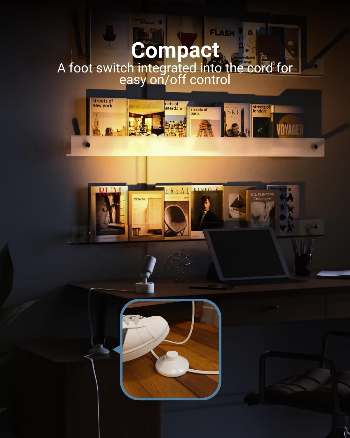 Sunco Uplights foot-switch operation simplifies on/off control during plant setups.