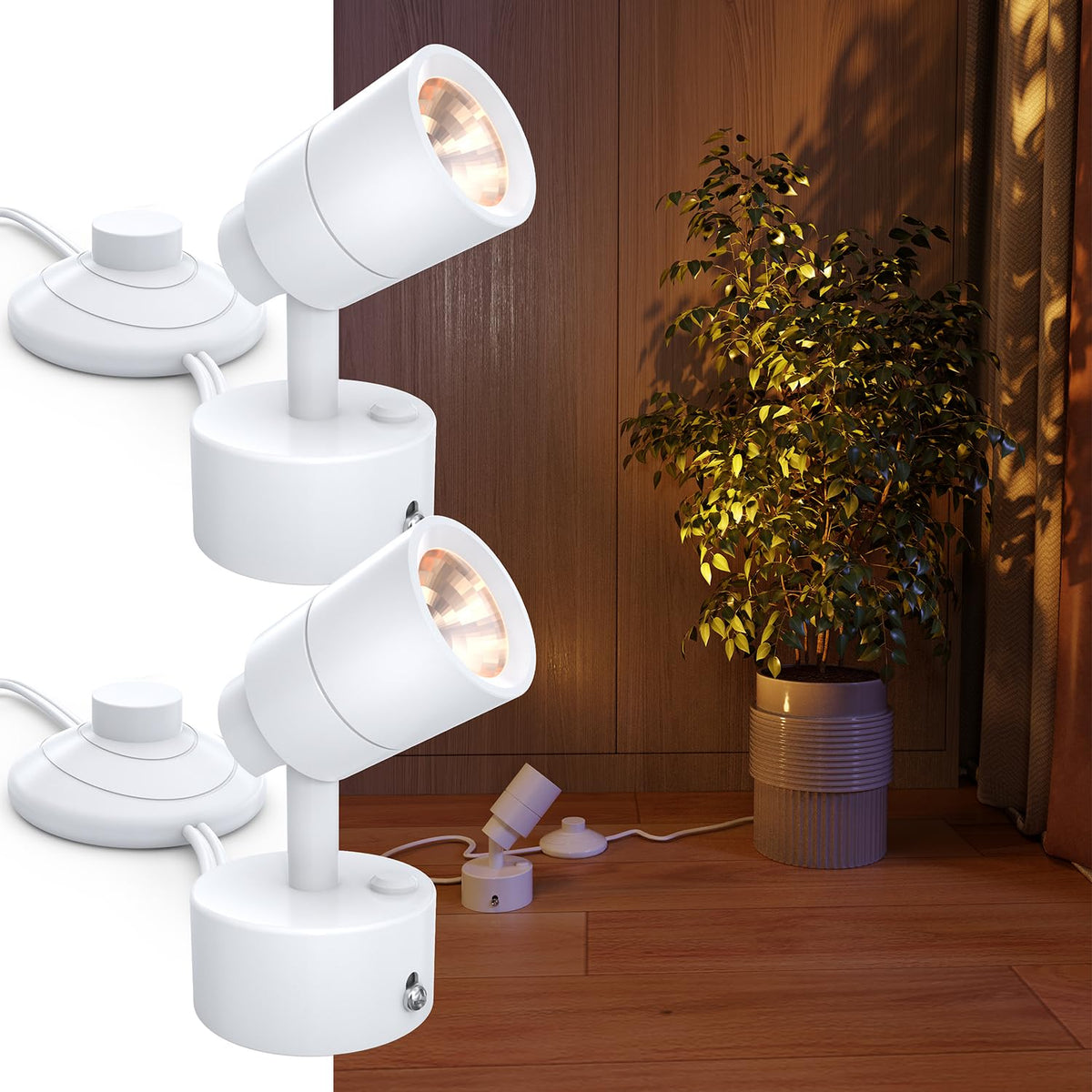 Sunco Uplights indoor floor-base spotlight brightens plants and corners with warm 3000K light.